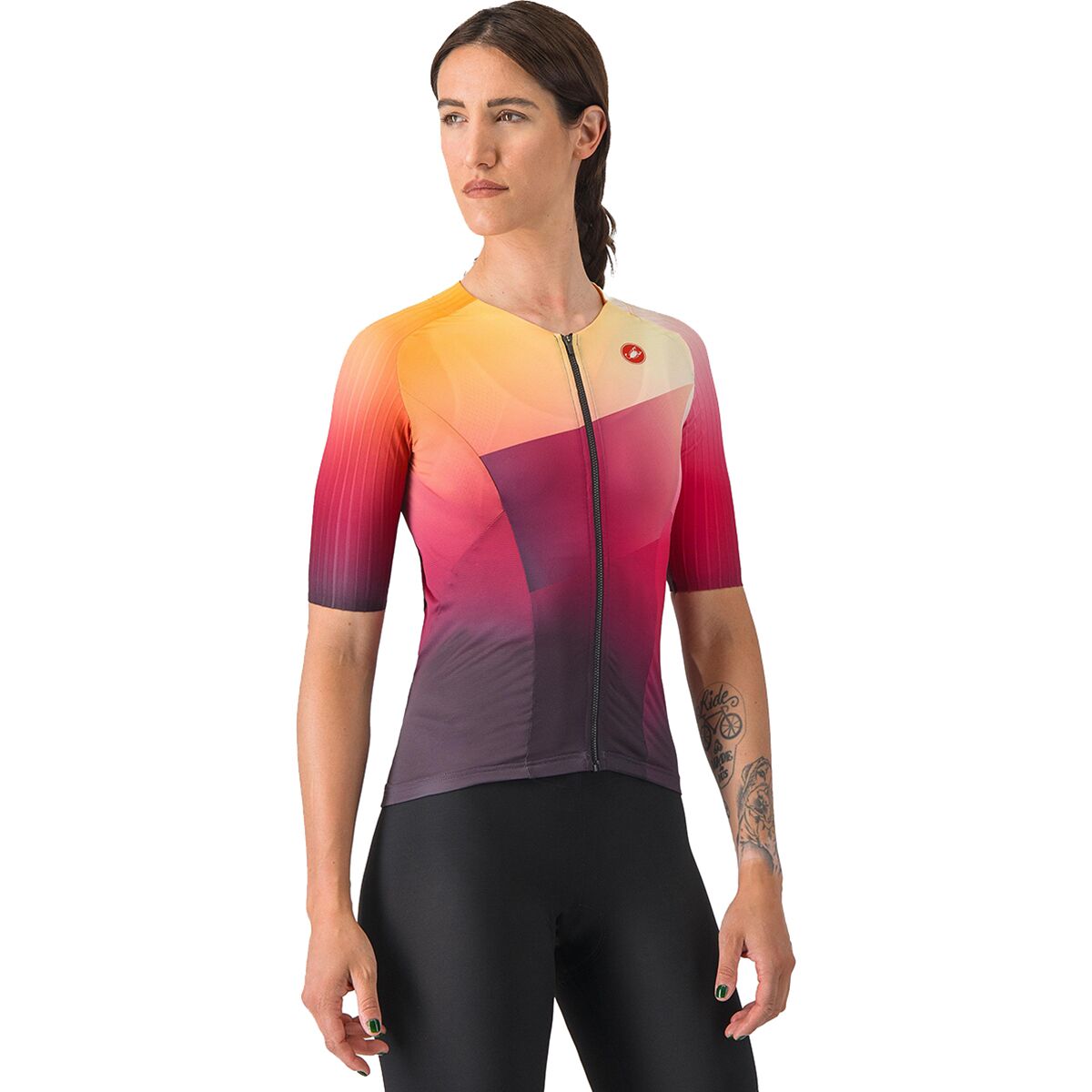 Castelli Women's Free Speed 3 Race Tri Top in Dark Night Shade / Vivid Orange - Size: Medium