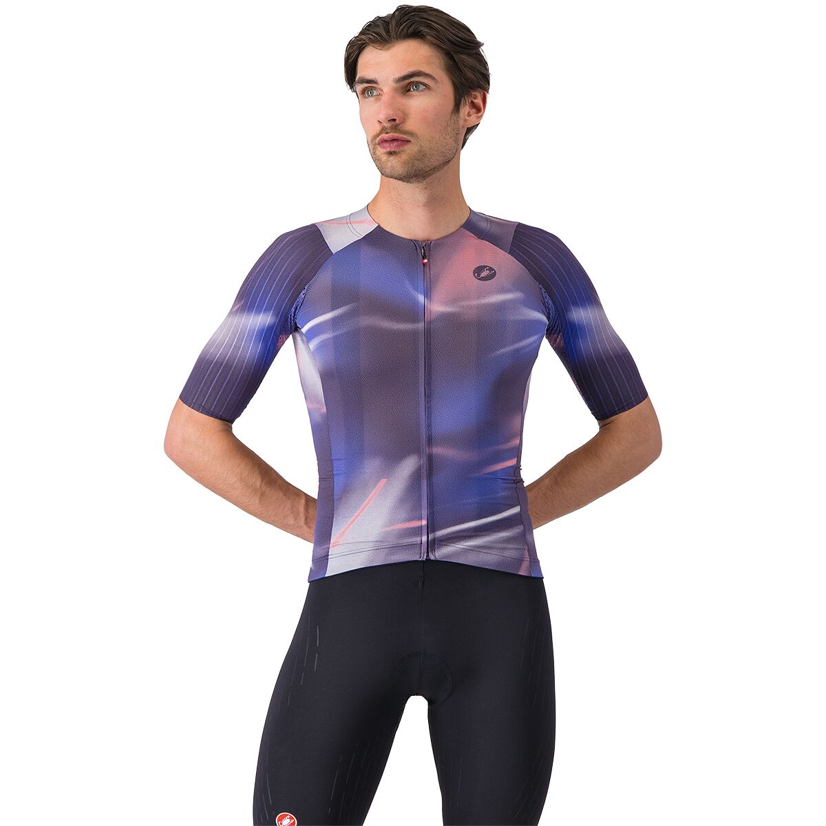 Castelli Men's Aero Race 8S Jersey in Night Shade / Rosa Giro - Size: XL