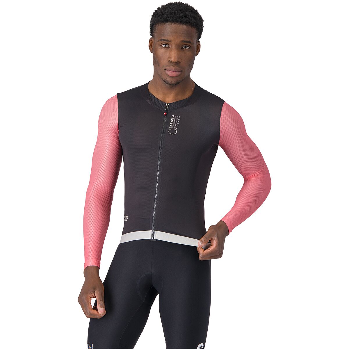 Castelli Men's Corretto Long-Sleeve Jersey in Black / Rosa Giro - Size: XXL