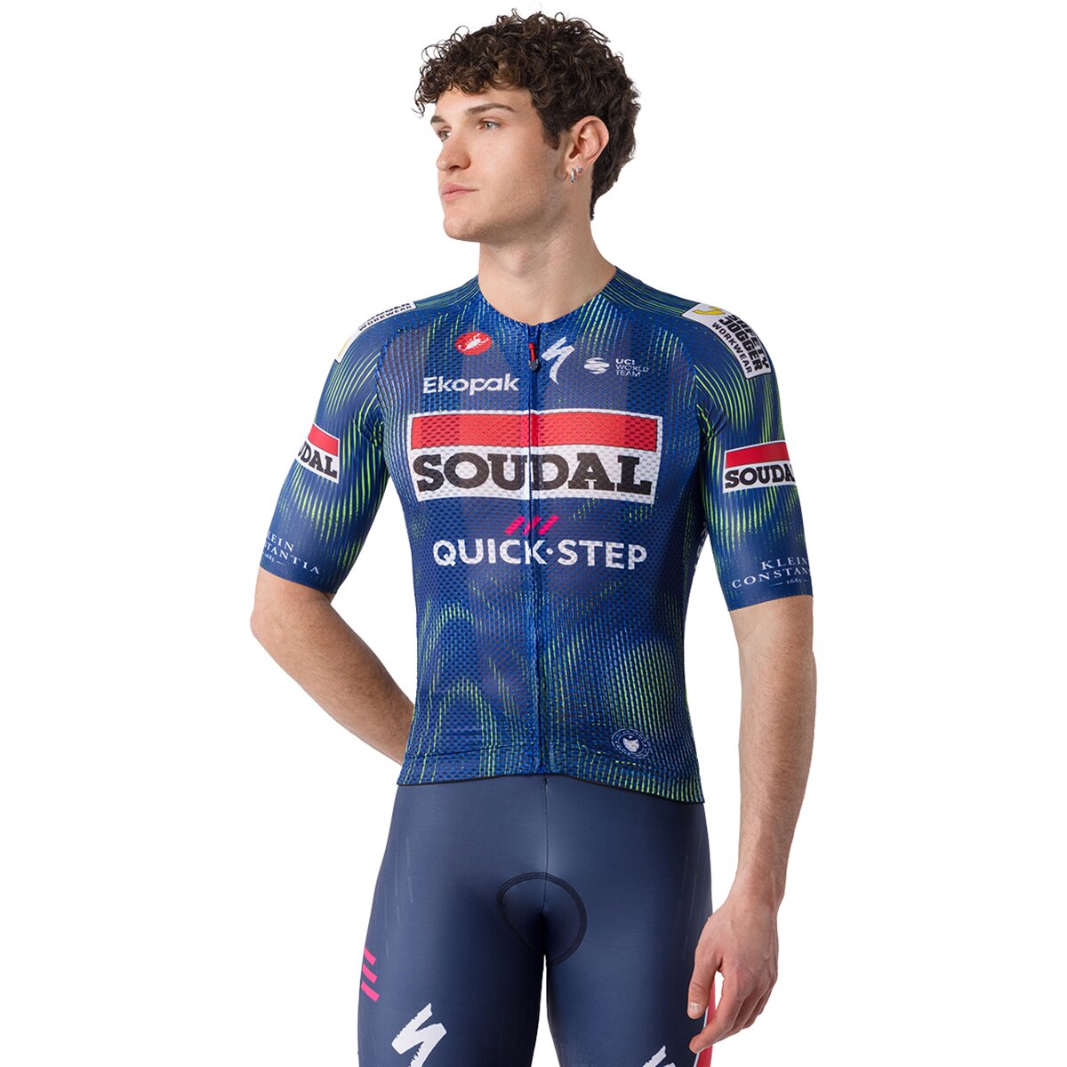 Castelli Men's Soudal/Quick Step Climber's A/C SS Jersey in Blue / Electric Lime - Size: Large