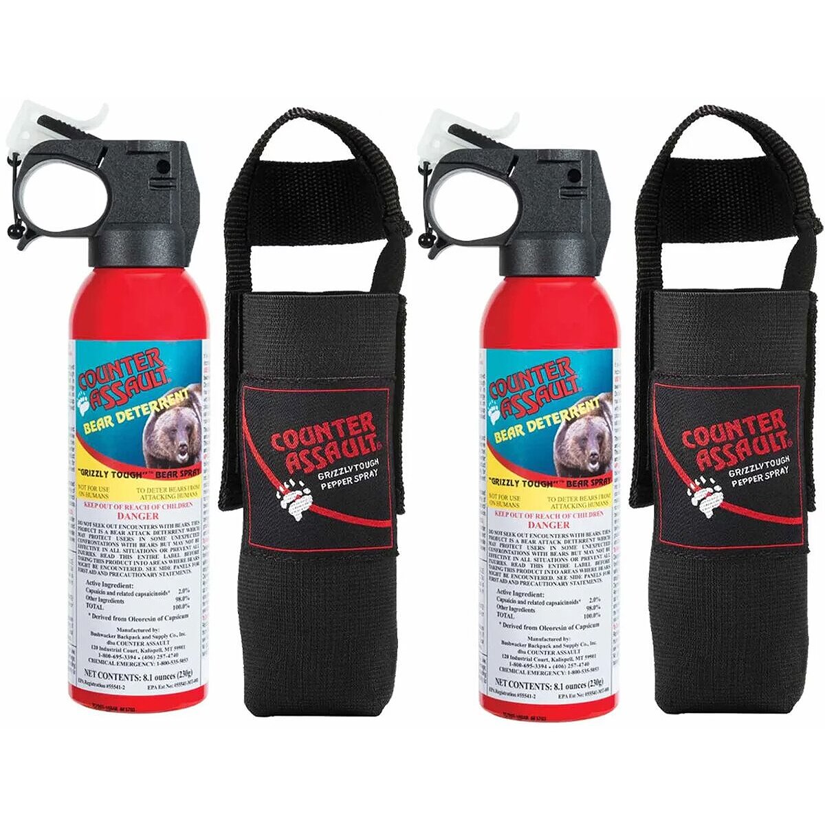 Counter Assault 8.1oz Bear Deterrent Spray - 2-Pack + Belt Holster