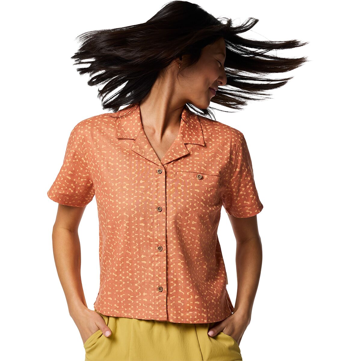 Cotopaxi Women's Afuera Button Up Shirt in Shimmer Cantaloupe - Size: Large