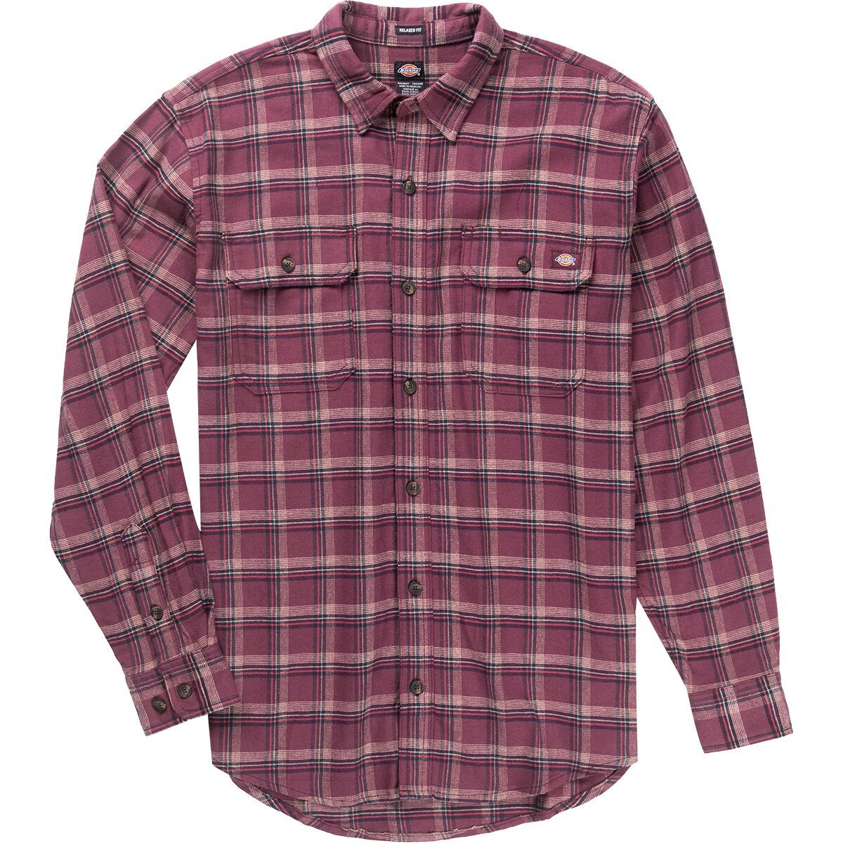 Dickies Men's Flex Flannel Relaxed Long-Sleeve Shirt in Black Grey Multi Plaid - Size: Medium