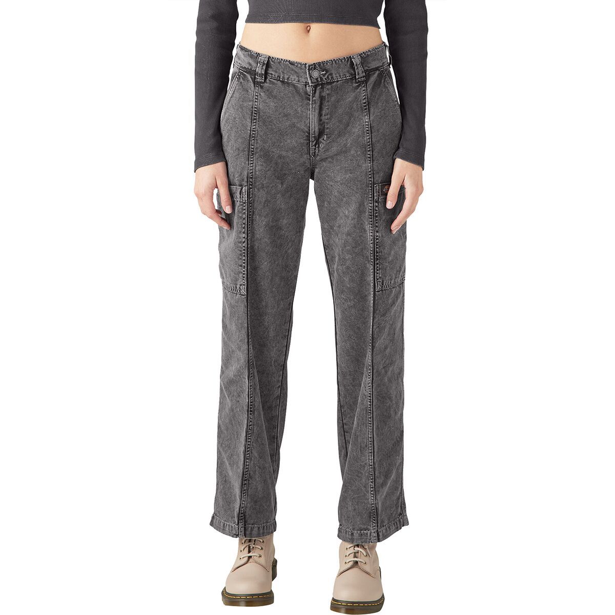 Dickies Women's Newington Cargo Pant in Black Heritage Wash - Size: 30