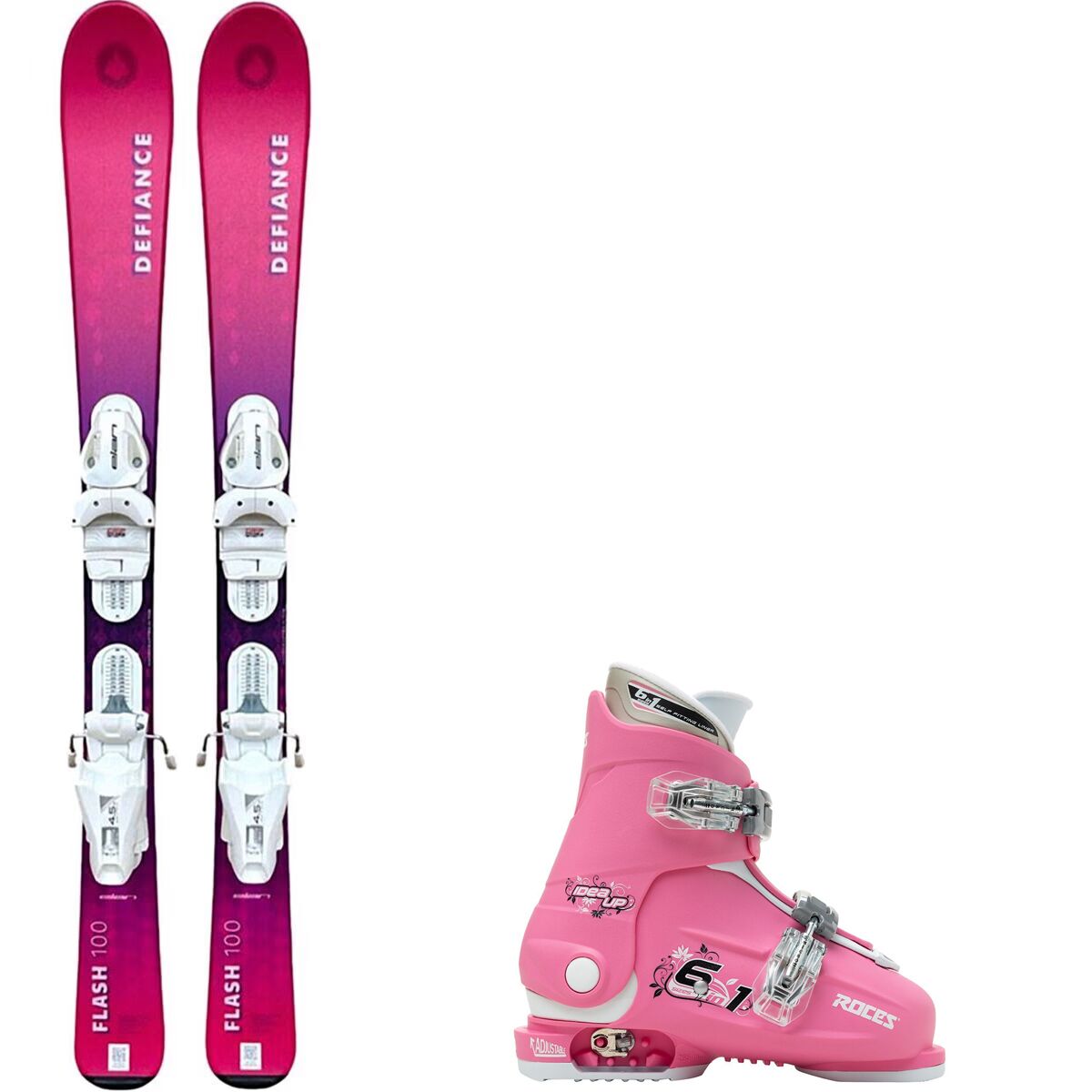 Defiance Flash Junior Pink Ski +Roce Adjustable Ski Boot - 2026 in Ski Size 110cm - Size: Boot Size 19.0-22