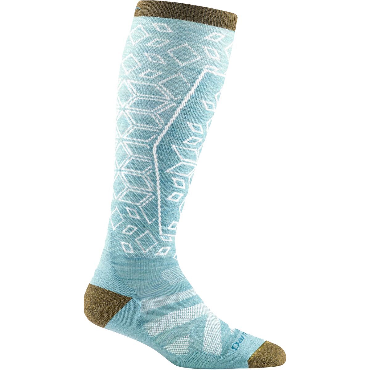 Darn Tough Women's Traverse OTC Lightweight Cushion Padded Shin Sock in Aqua - Size: Medium