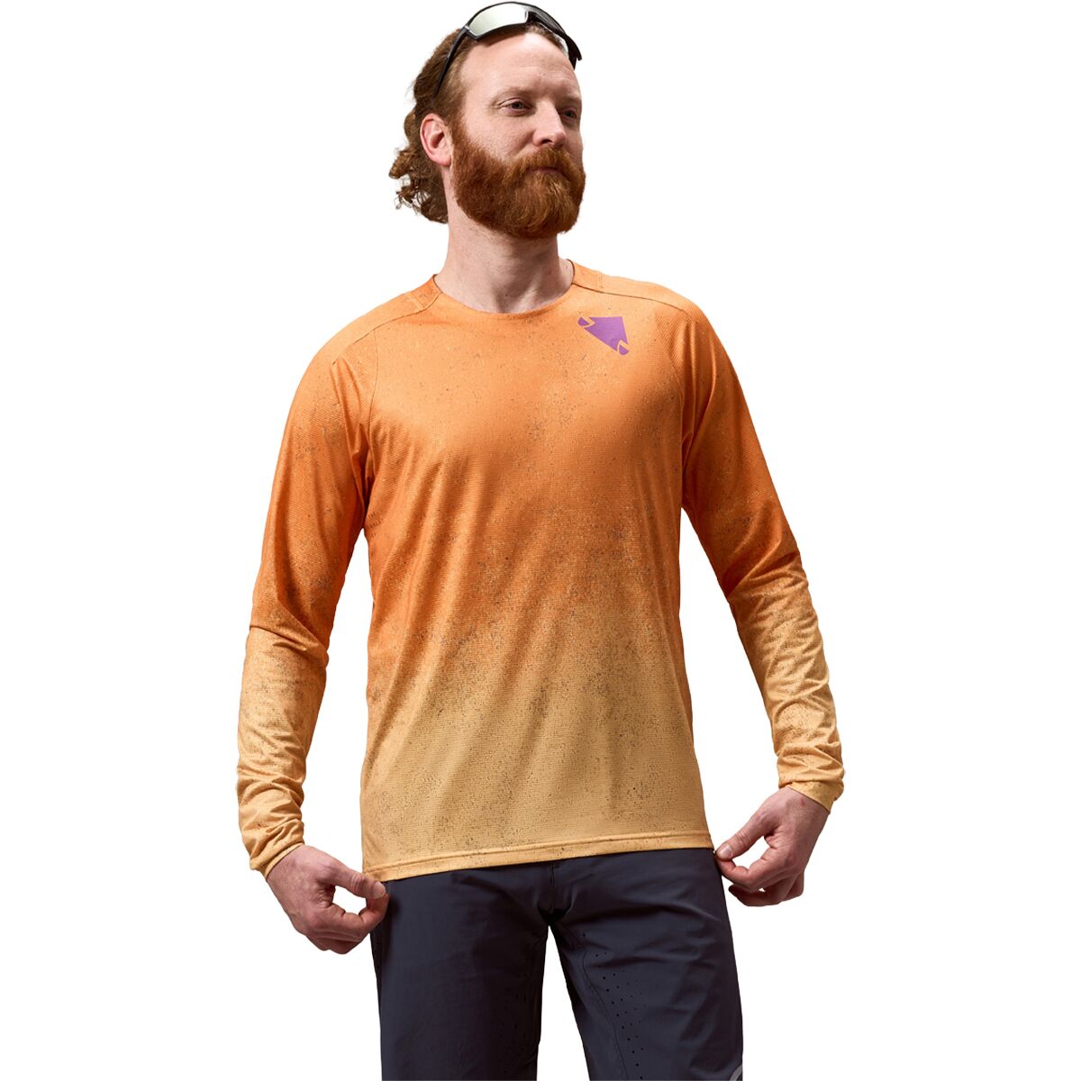 Endura Men's Singletrack Long-Sleeve Print Jersey in End Orange - Size: XXL