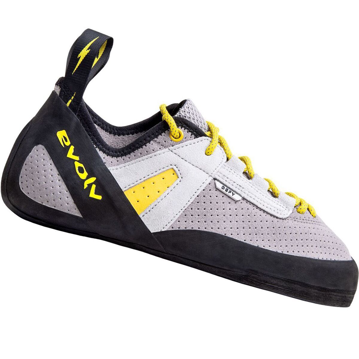 Evolv Defy Lace Climbing Shoe in Fog Gray / Banana - Size: 10.5