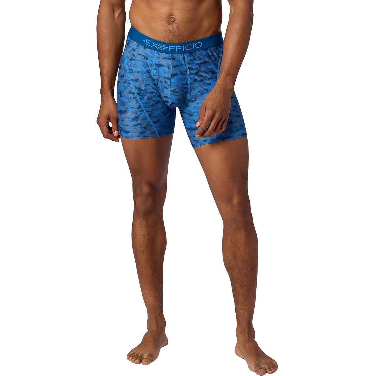 ExOfficio Men's Give-N-Go Sport 2.0 6in Boxer Brief in Dark Lagoon Camo - Size: Small