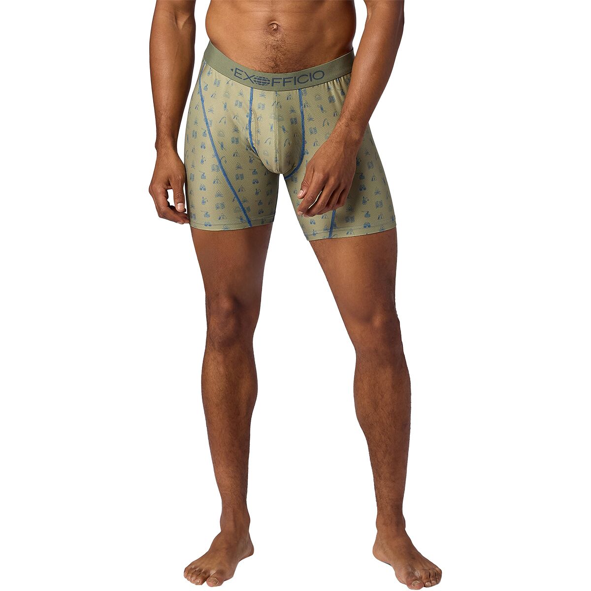 ExOfficio ExOfficio Men's Give-N-Go Sport 2.0 6in Boxer Brief in Olive Grove Mini Camping Trip - Size: Medium - $24.12 at Steep and Cheap