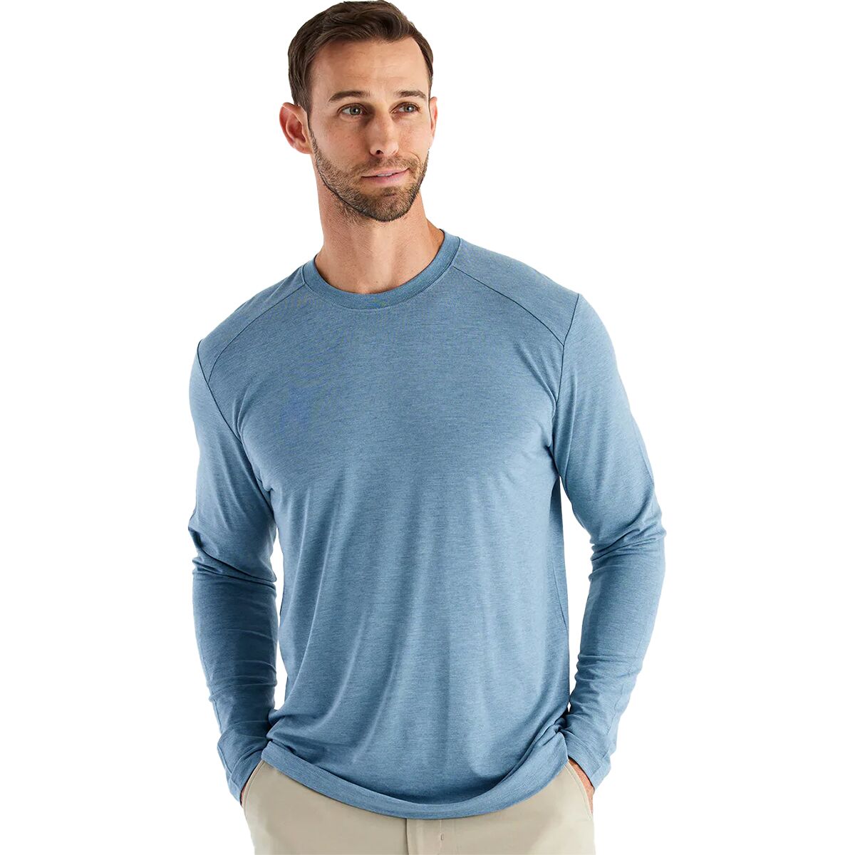 Free Fly Men's Shade Long-Sleeve Top in Heather Slate Blue - Size: XXL