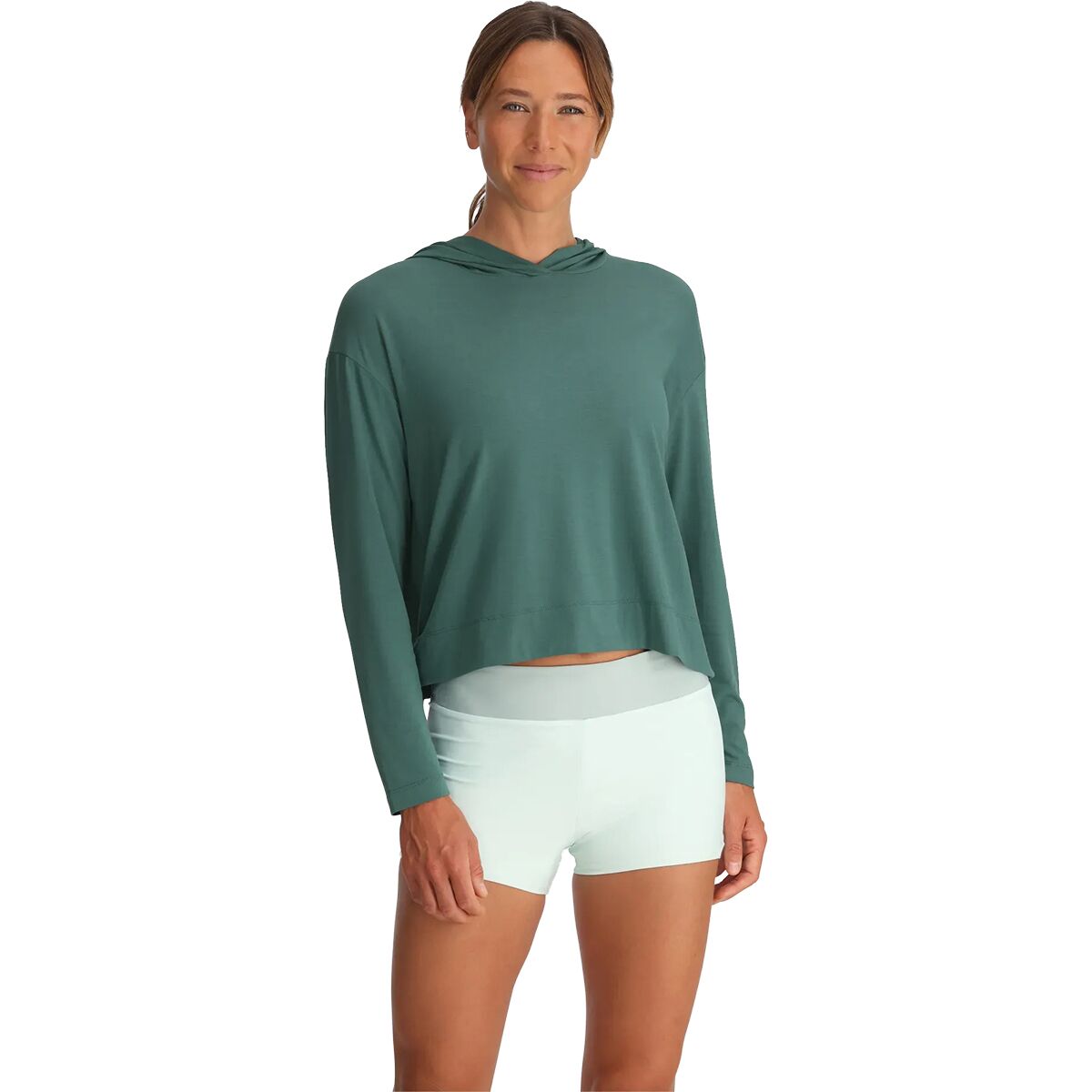 Free Fly Women's Shade Crossover Hoodie in Sea Pine - Size: Large