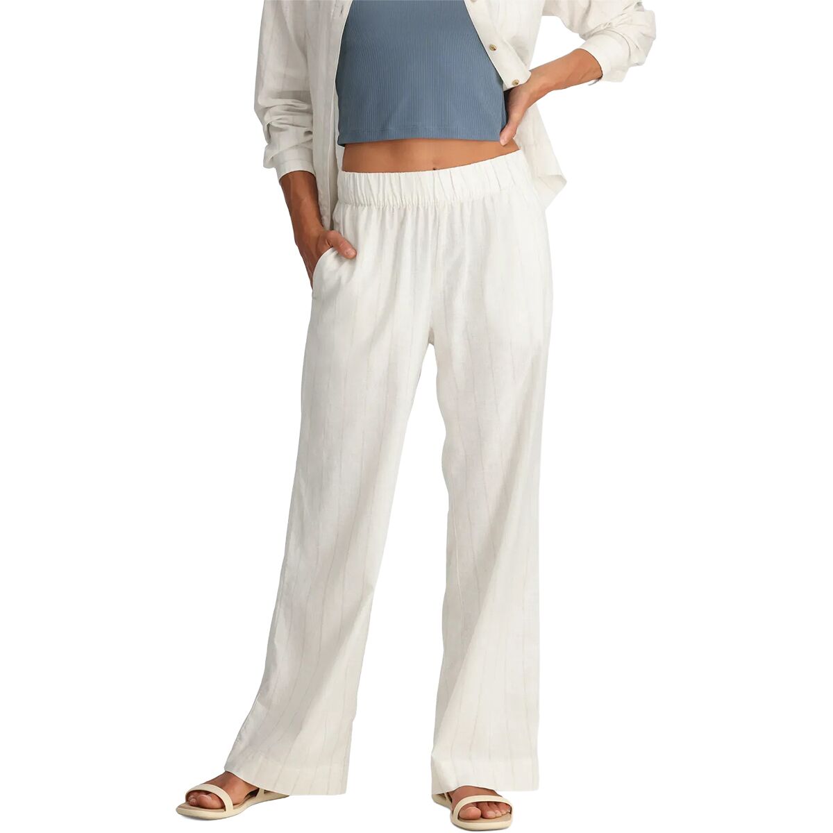 Free Fly Women's Sullivan's Pant in Dash Vertical Stripe Sea Salt - Size: Large