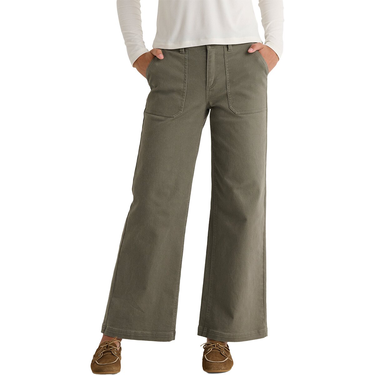 Free Fly Free Fly Women's Folly Twill Wide Leg Pant in Smokey Olive - Size: 4 - $96.00 at Steep and Cheap