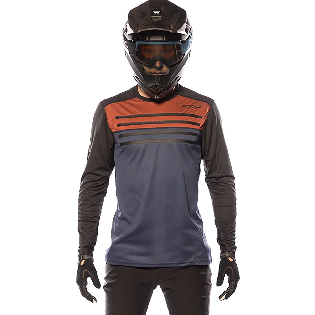Fasthouse Men's Sidewinder Alloy Long-Sleeve Jersey in Rust / Midnight Navy - Size: Medium