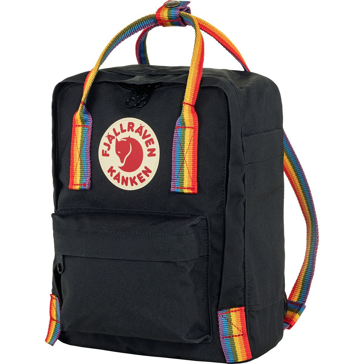 Fjallraven Kanken Rainbow Mini 7L Backpack in Black / Rainbow Pattern