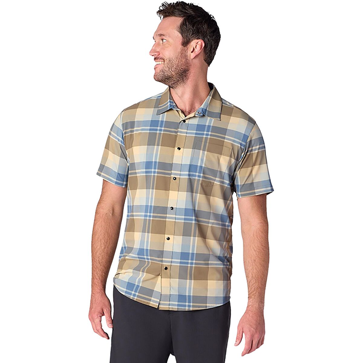 Flylow Men's Anderson Shirt in Dune / Ocean Plaid - Size: Medium