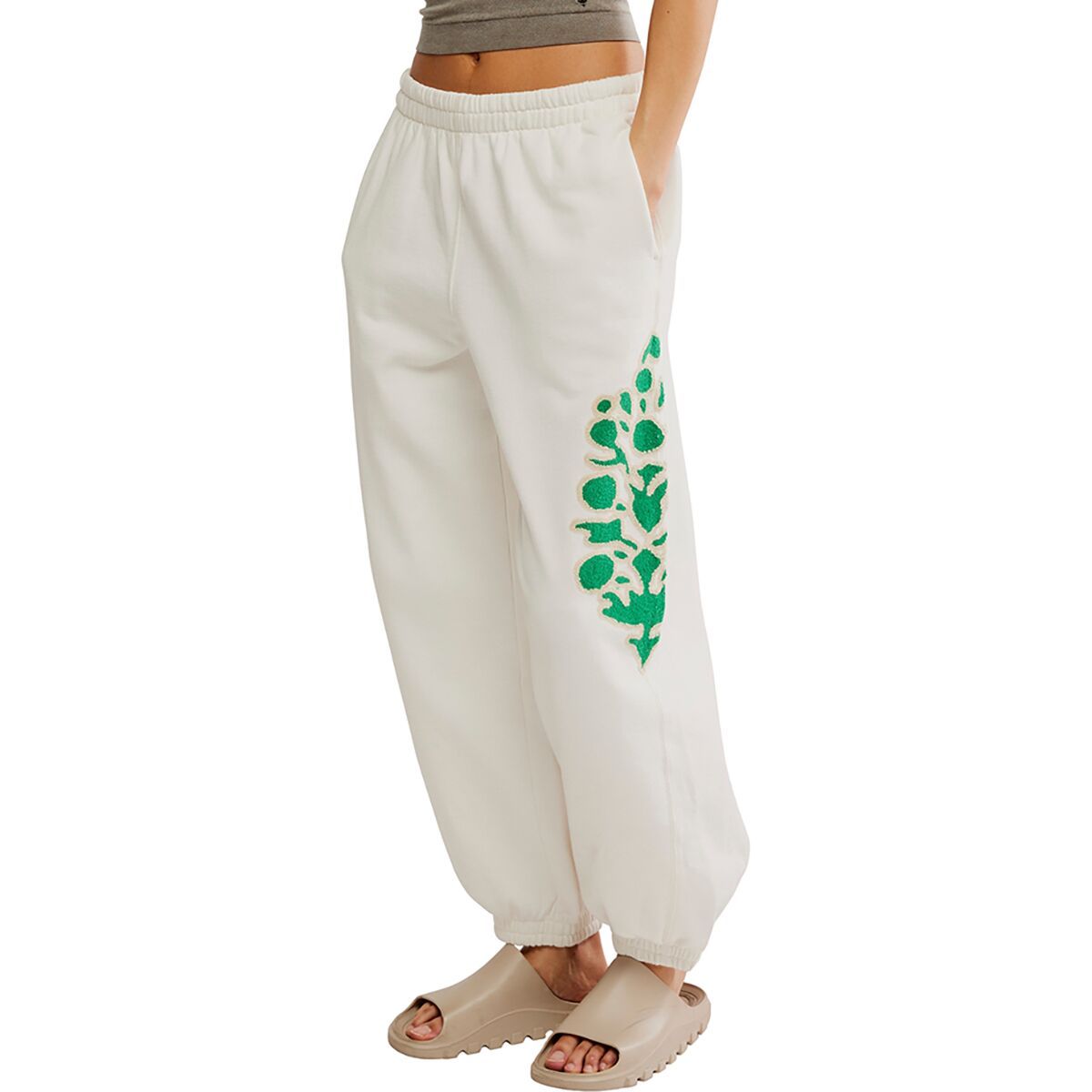 FP Movement Women's All Star Embroidered Pant in White Logo - Size: Small