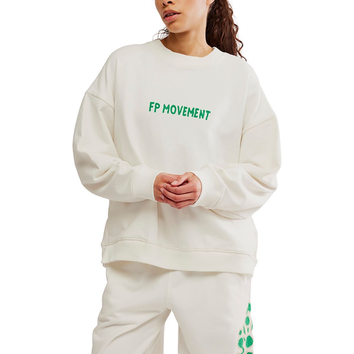 FP Movement Women's All Star Embroidered Pullover in White Combo - Size: Large