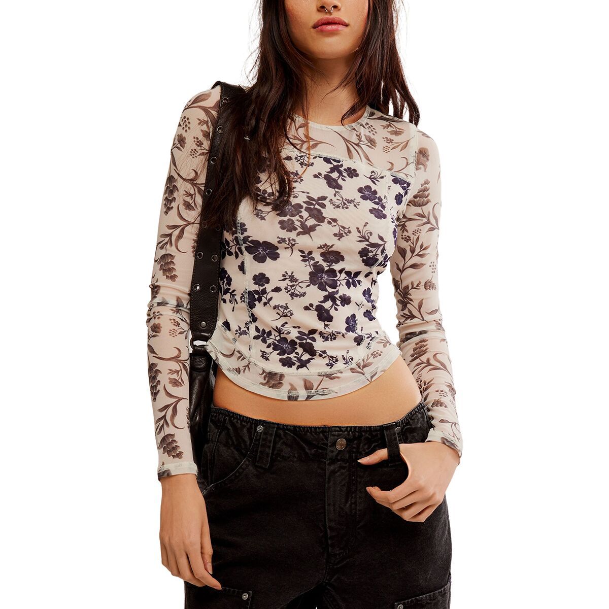 Free People Women's Bettys Garden Long-Sleeve Shirt in Neutral Combo - Size: XS