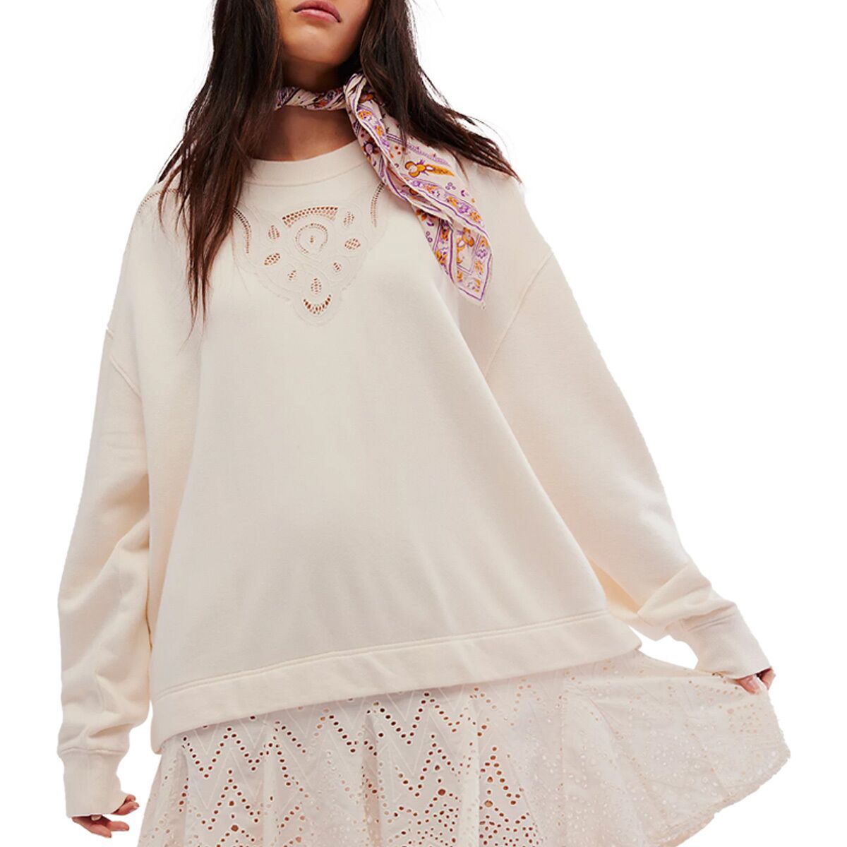Free People Women's Prairie Sweatshirt in Oat Combo - Size: Small