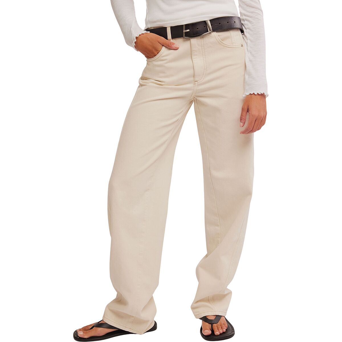 Free People Women's Aster Straight Pant in Cream - Size: 32