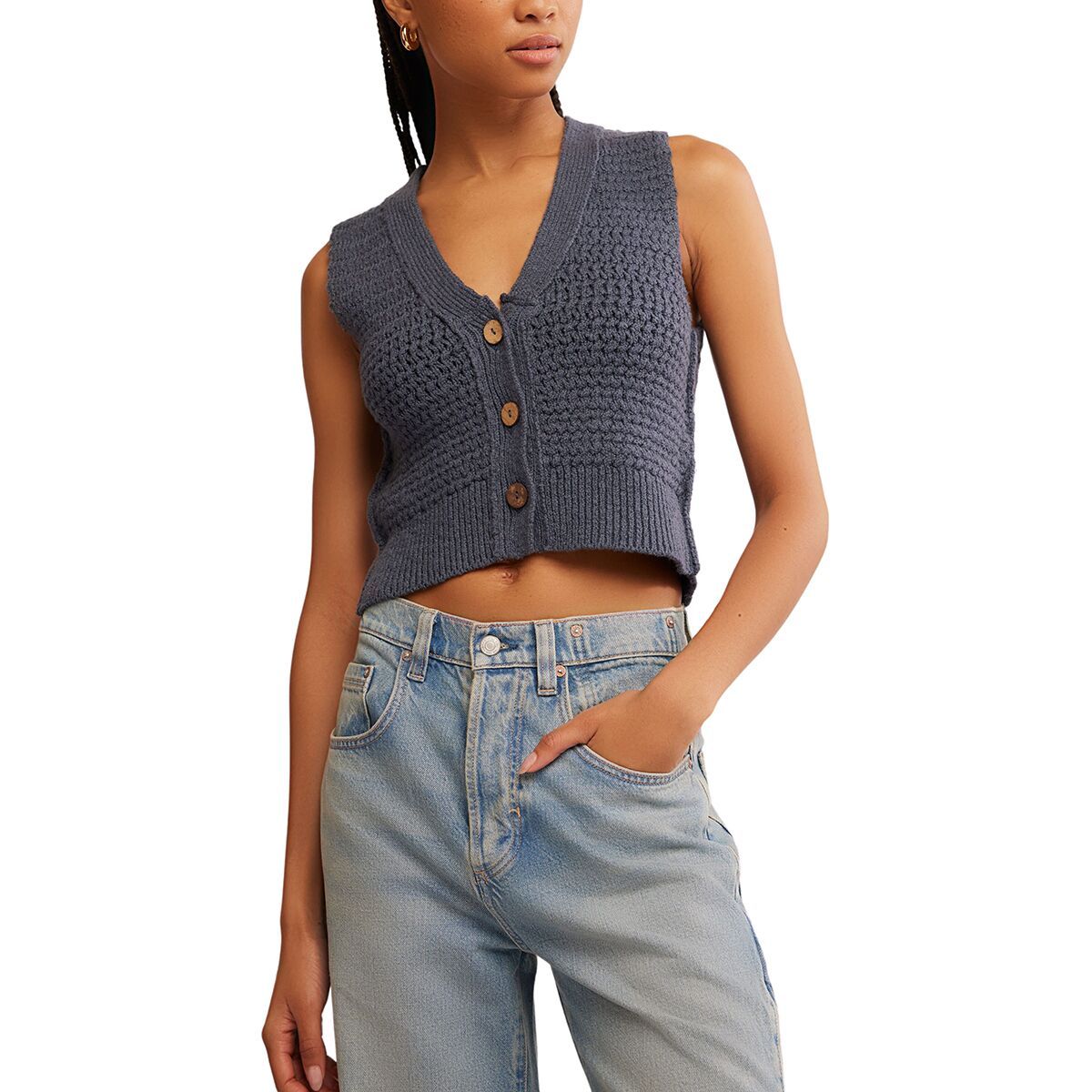 Free People Women's We The Free Ava Vest in Vintage Indigo - Size: XL