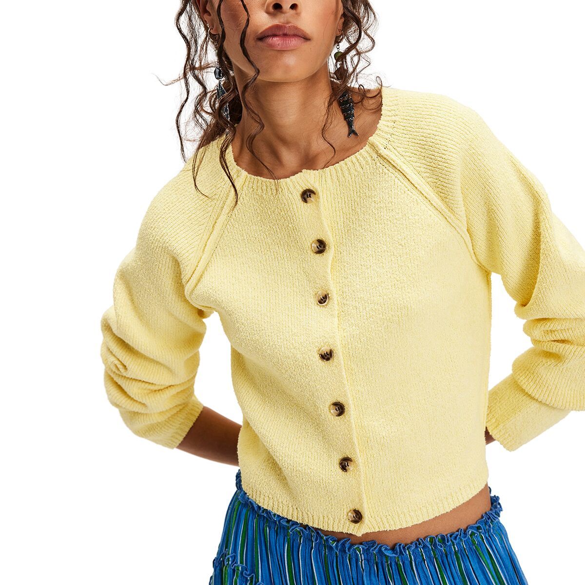 Free People Women's Sydney Shrunken Cardi in Optic White - Size: Medium