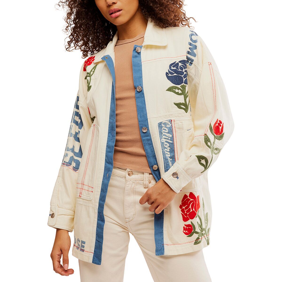 Free People Women's Field Of Roses Jacket in Roses By The Dozen - Size: Medium