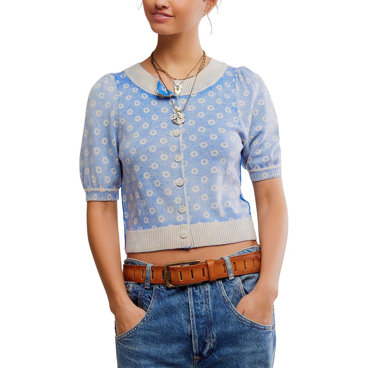 Free People Women's Isla Pattern Cardi in Cobalt Combo - Size: Medium