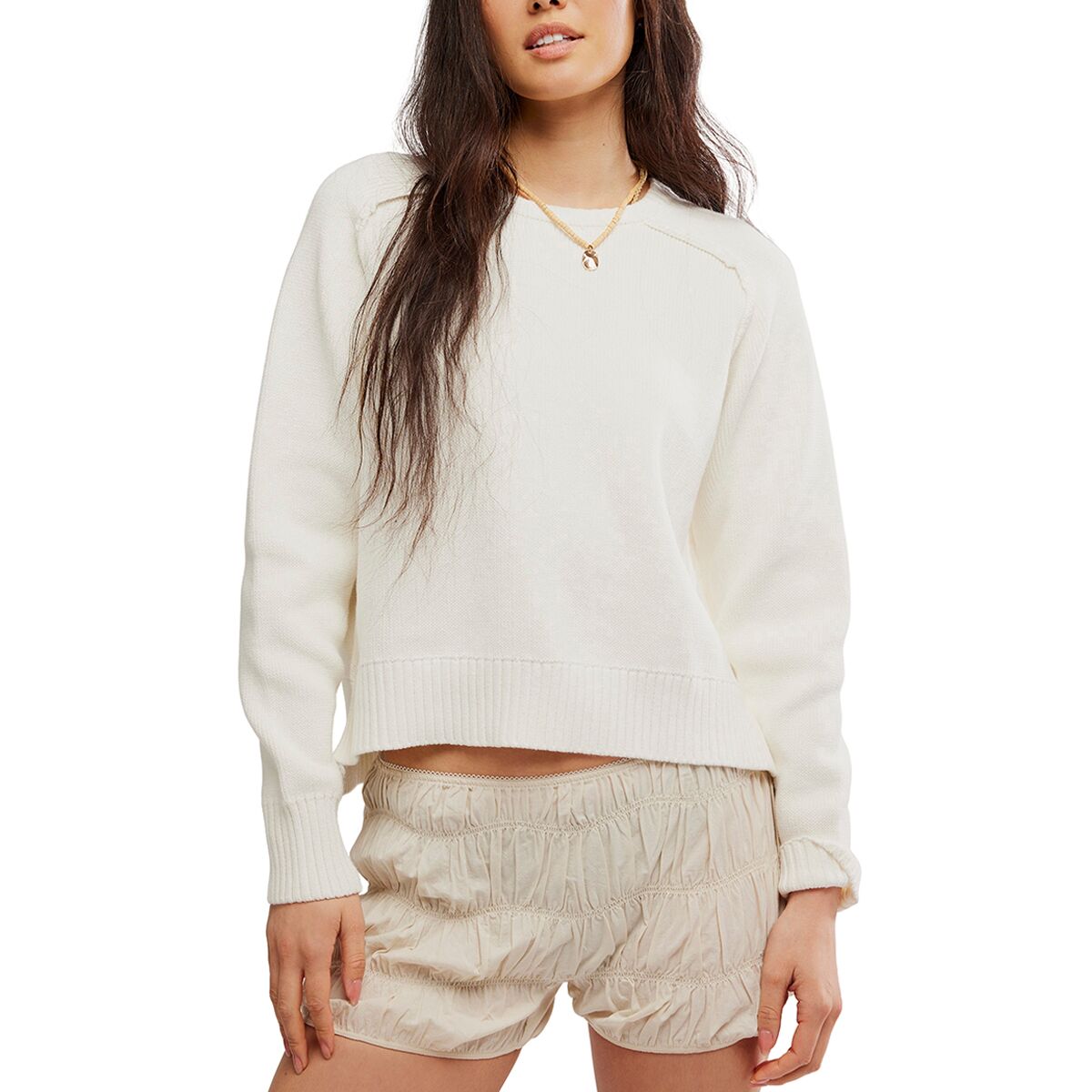 Free People Women's Spring Street Pullover in Optic White - Size: Large