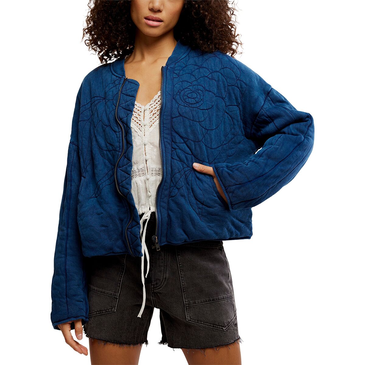 Free People Women's Rose Sweatshirt in Indigo - Size: XS