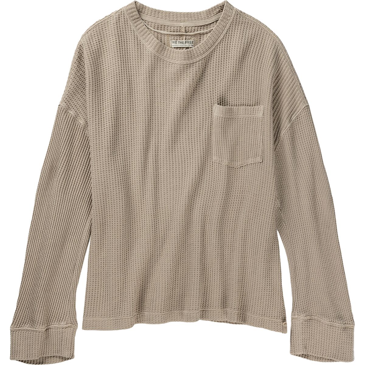 Free People Women's Dawson Pocket Thermal Top in Neutral - Size: XL