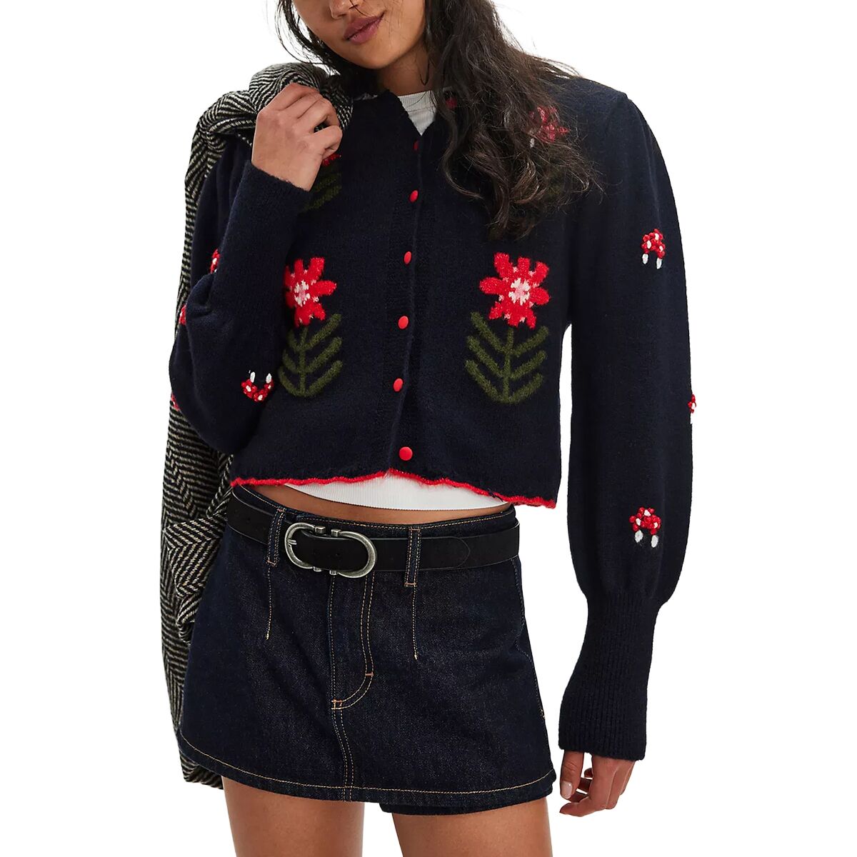 Free People Women's Nonna Sweater in Midnight Bloom Combo - Size: Large