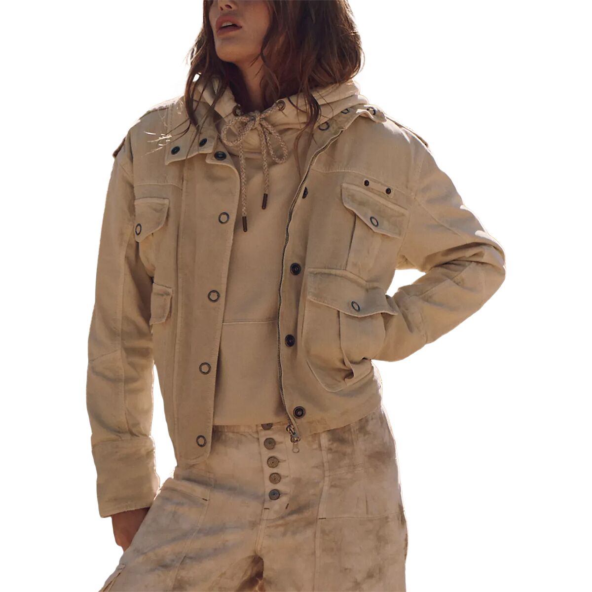 Free People Women's Kali Washed Jacket in Morning Oat - Size: XL