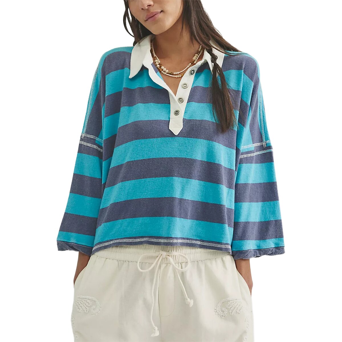 Free People Free People Women's Auggie Long-Sleeve T-Shirt in Night Shadow / Tropica - Size: XS - $58.80 at Steep and Cheap
