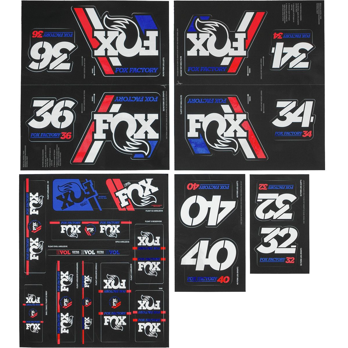 FOX Racing Shox FOX Racing Shox Heritage Fork and Shock Decal Kit in Red / White / Blue - $21.11 at Steep and Cheap
