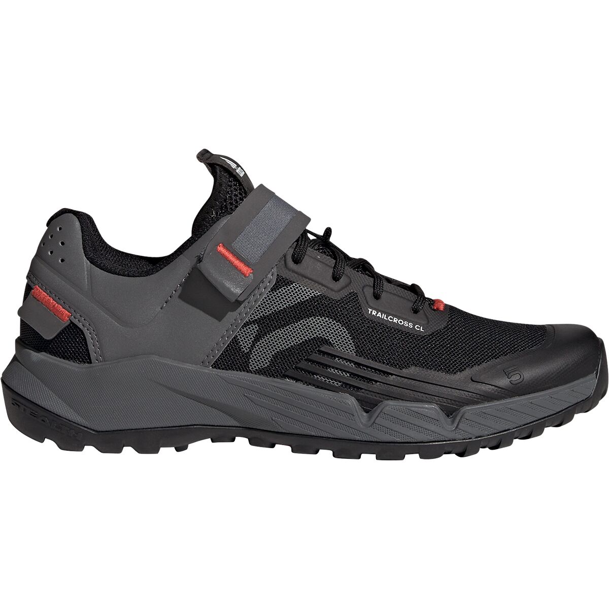 Five Ten Women's Trailcross Clip-In Cycling Shoe in Core Black / Grey Three / Red - Size: 10