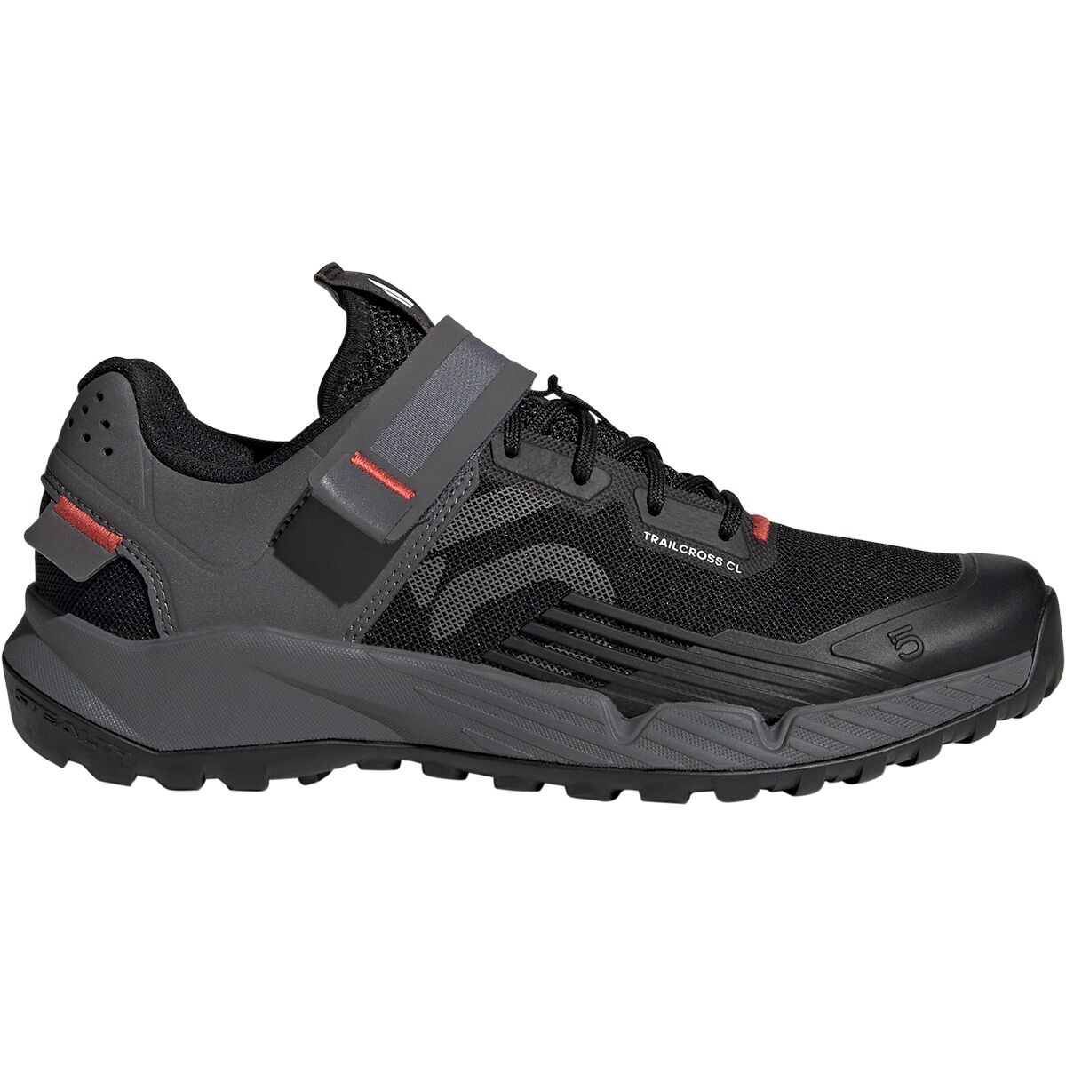 Five Ten Women's Trailcross Clip-In Cycling Shoe in Core Black / Grey Three / Red - Size: 9