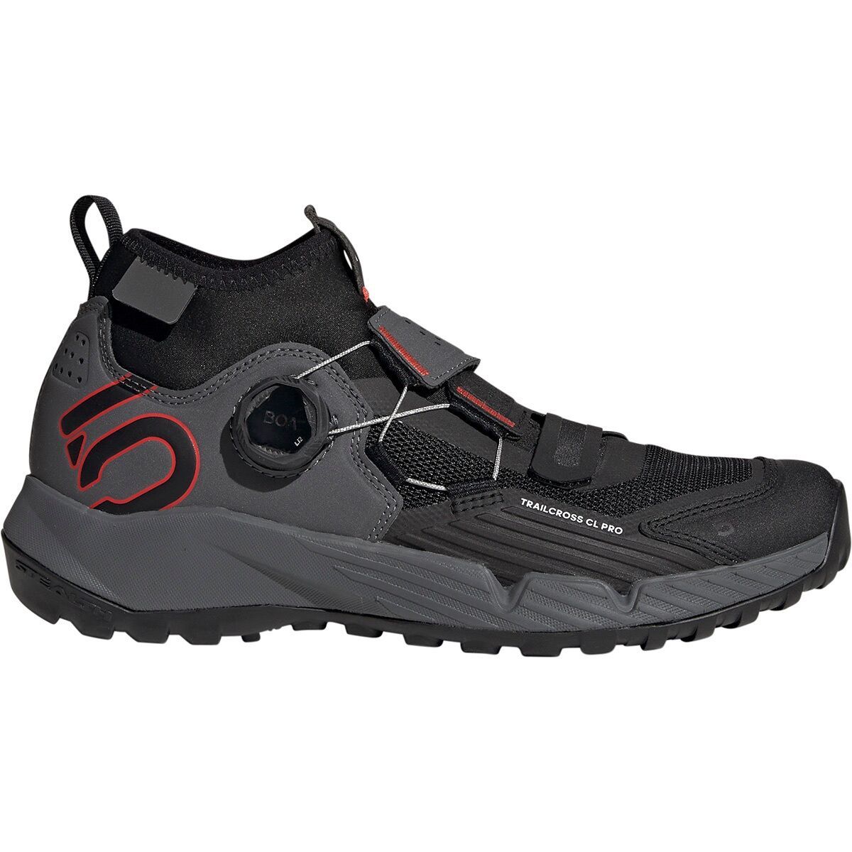 Five Ten Women's Trailcross Pro Clip-In Cycling Shoe in Grey Five / Core Black / Red - Size: 8
