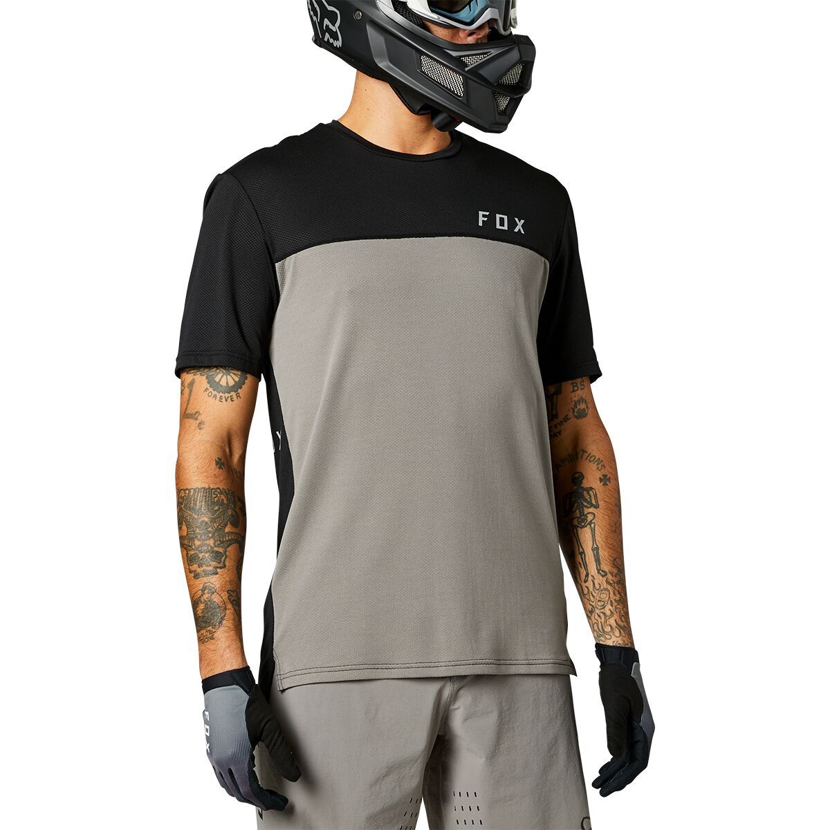 Fox Racing Men's Flexair Short-Sleeve Jersey in Aviation Race Grey Vintage - Size: Large