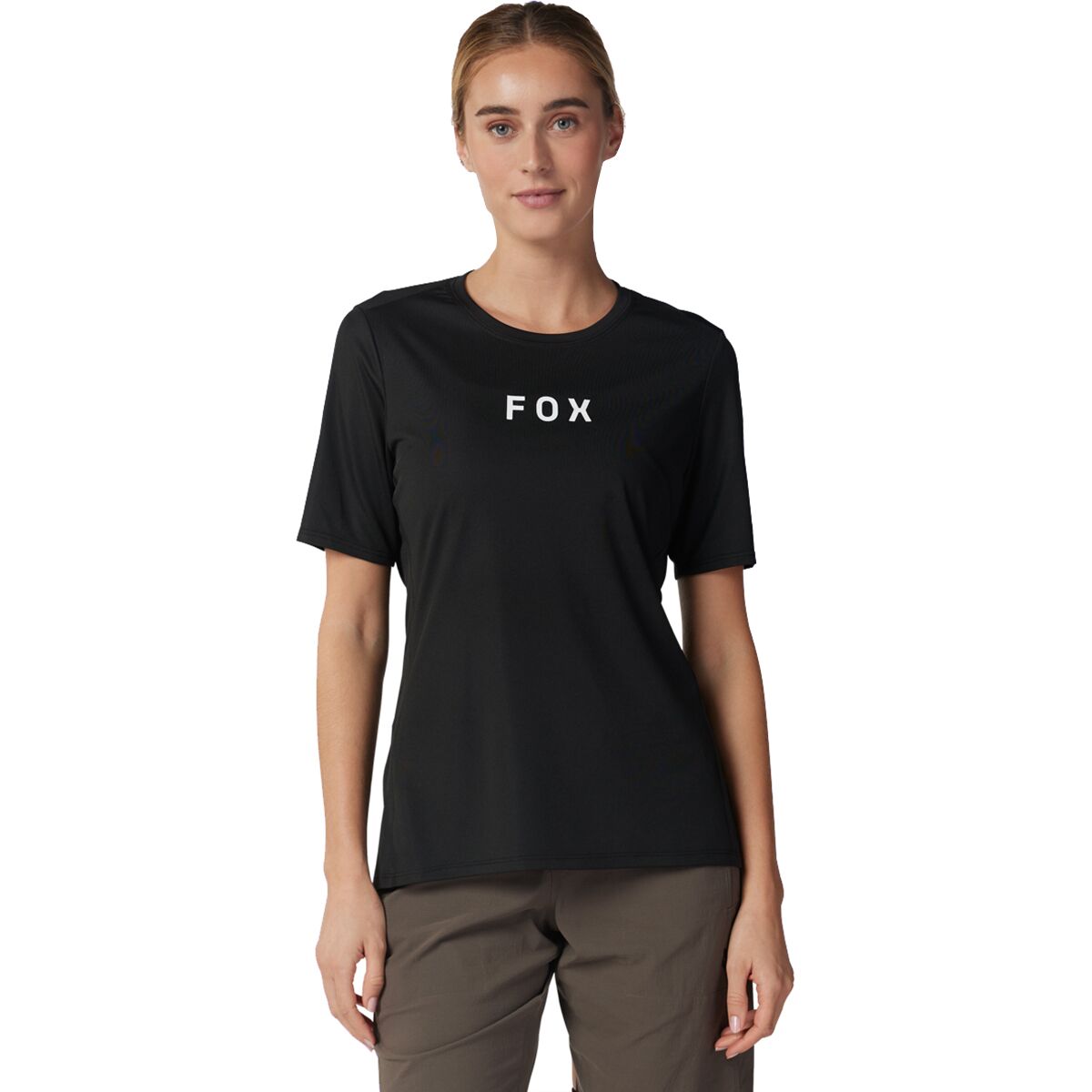 Fox Racing Women's Ranger Short-Sleeve Jersey in Black Wordmark - Size: Large