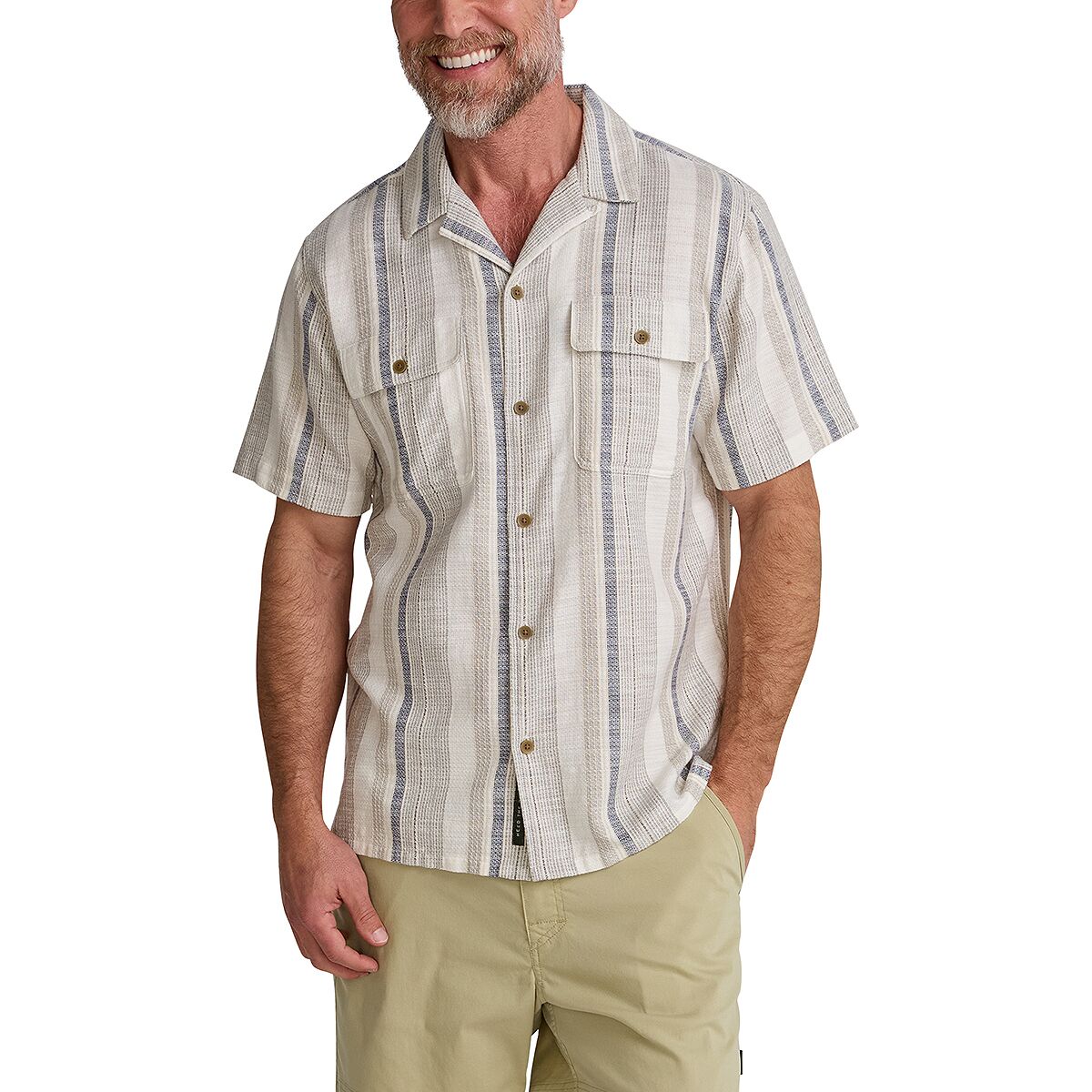 Howler Brothers Men's Shores Club Shirt in Old Bill Stripe - Size: Small