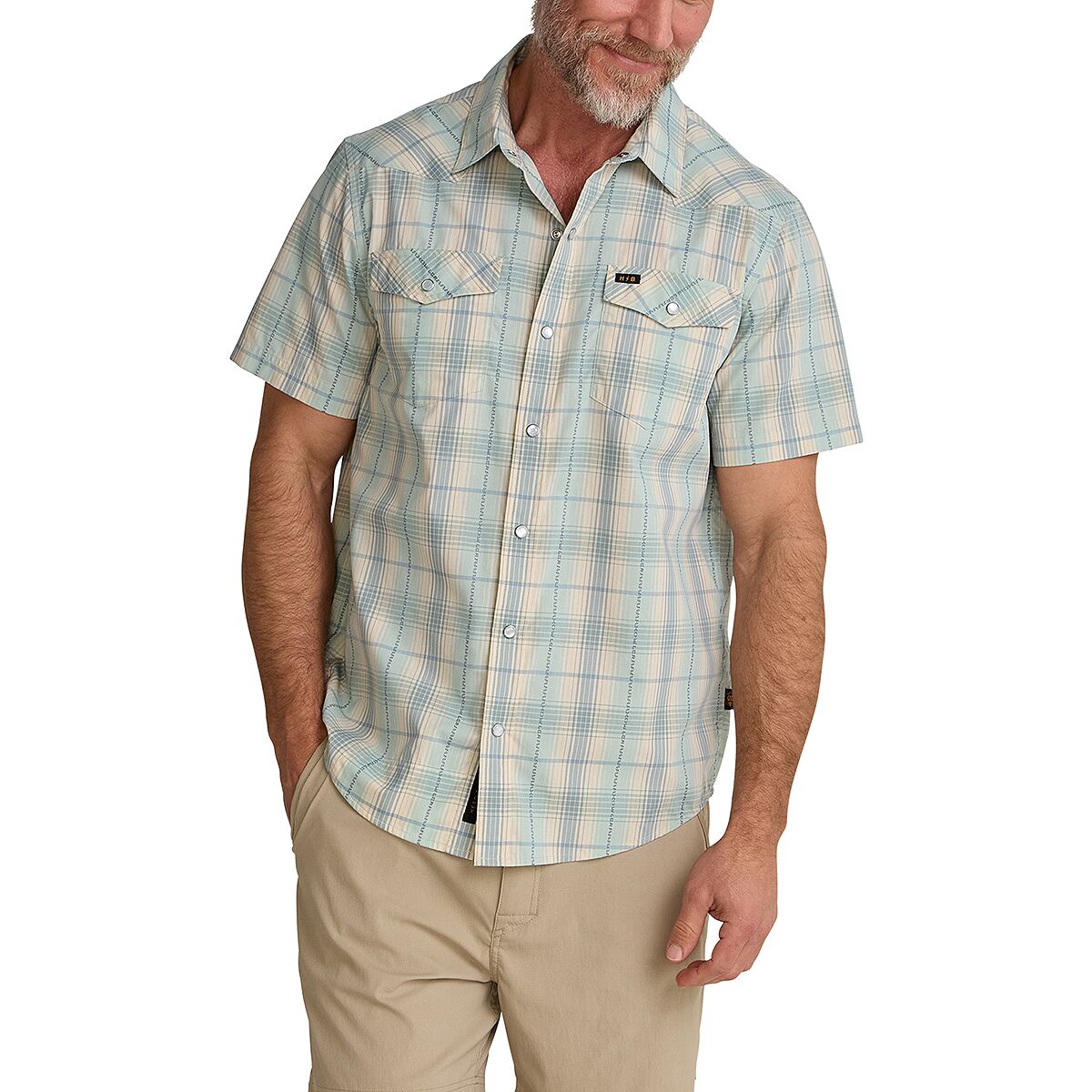 Howler Brothers Men's H Bar B Snap Shirt in Prairie Plaid / Seafoam - Size: Small