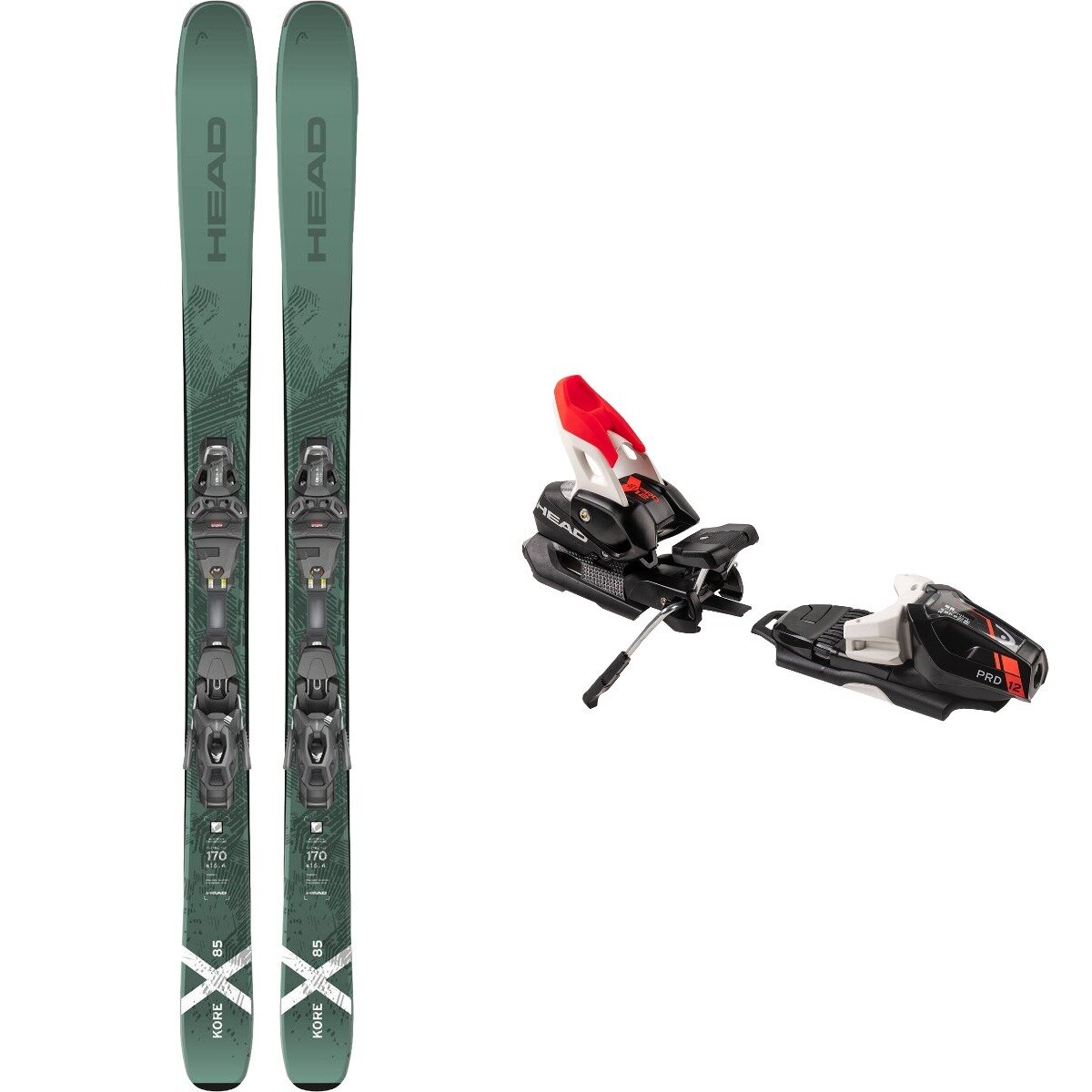 Head Usa Head USA KORE X 85 Ski + Prd 12 Binding in Ge / Wh,M.Bk / Fla.Rd - $893.75 at SteepandCheap.com