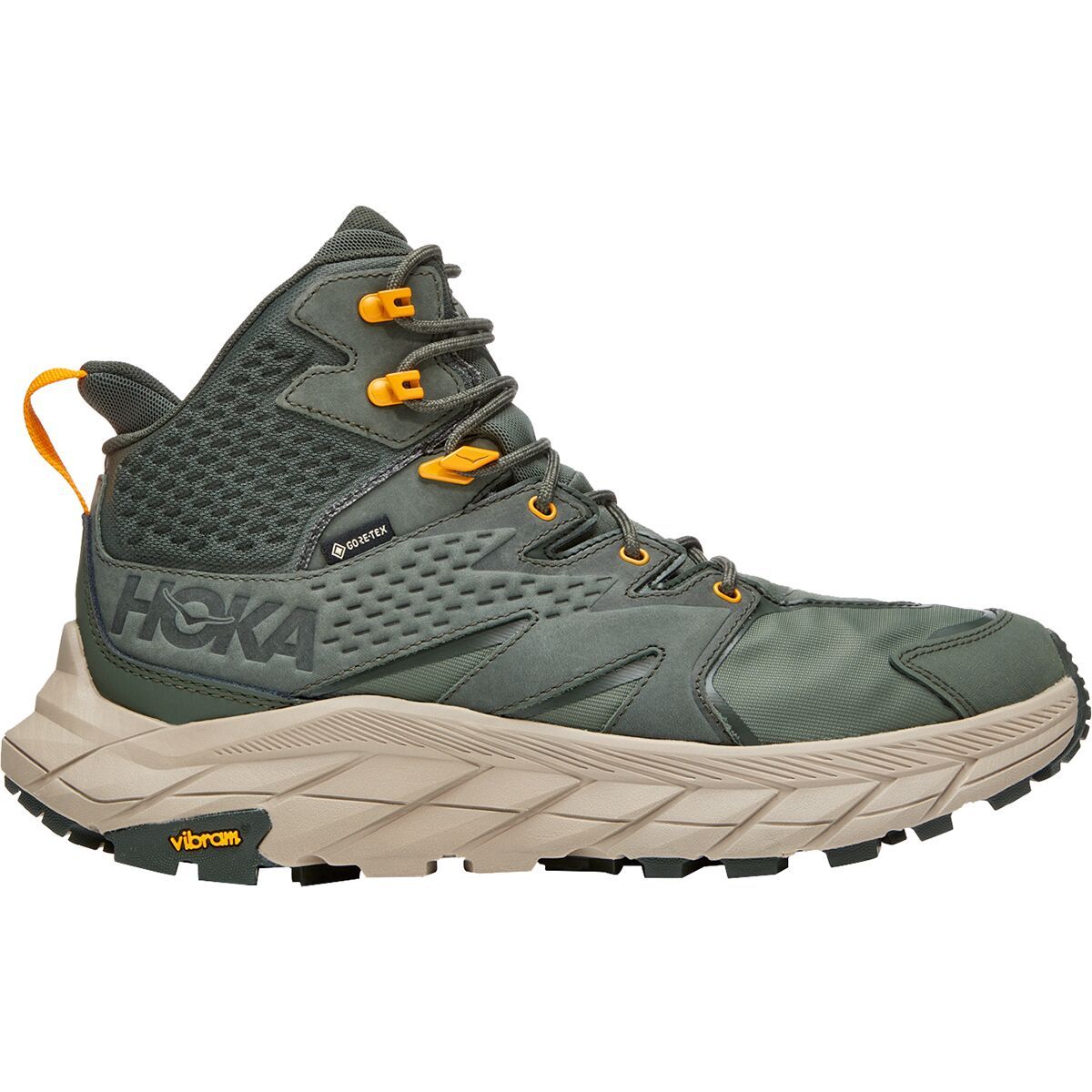 HOKA Men's Anacapa Mid GTX Hiking Boot in Thyme / Radiant Yellow - Size: