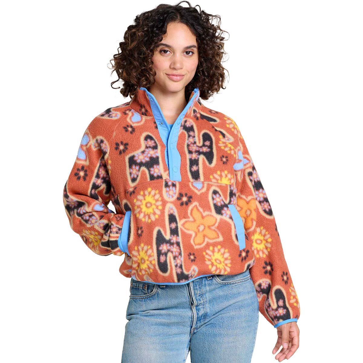 Toad&Co Women's Campo Fleece Pullover in Cinnamon Folk Art Print - Size: XS