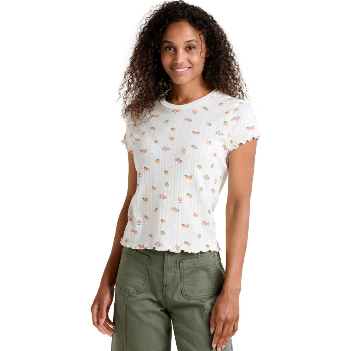 Toad&Co Women's Foothill Pointelle Baby T-Shirt in Aster - Size: XL
