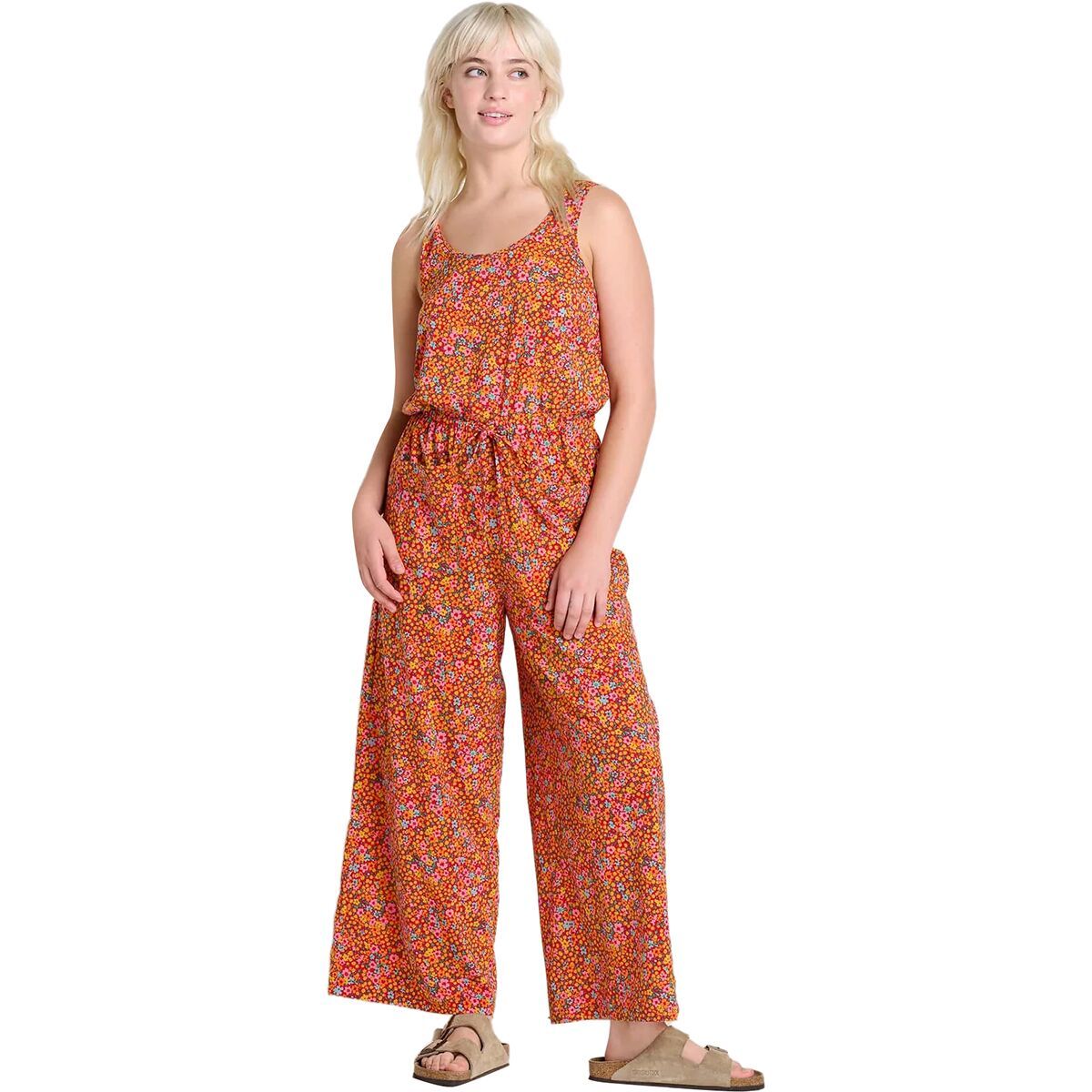 Toad&Co Women's Livvy Sleeveless Jumpsuit in Treetop Grass Print - Size: Small