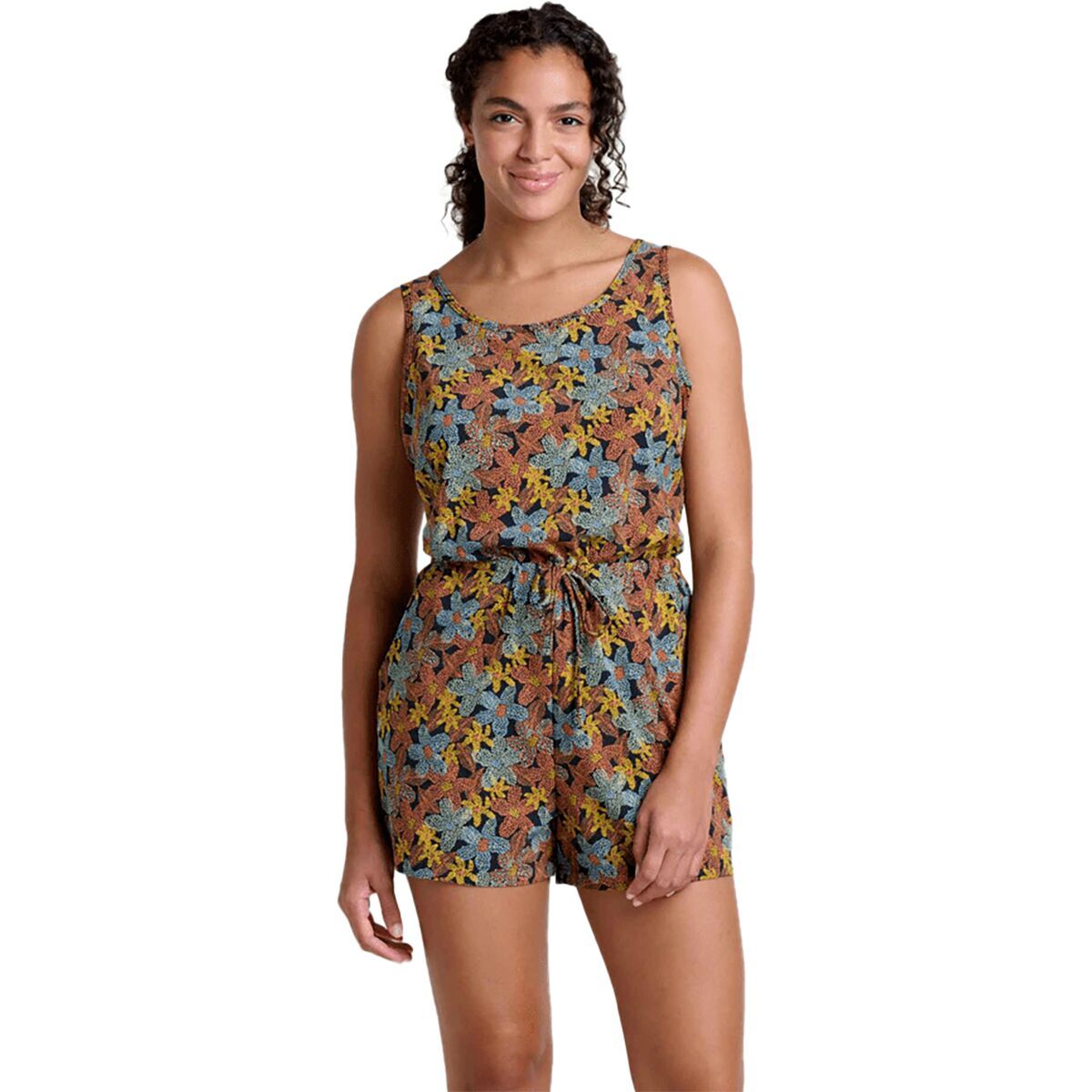 Toad&Co Women's Sunkissed Livvy Sleeveless Romper in Black Floral Dot Print - Size: Medium